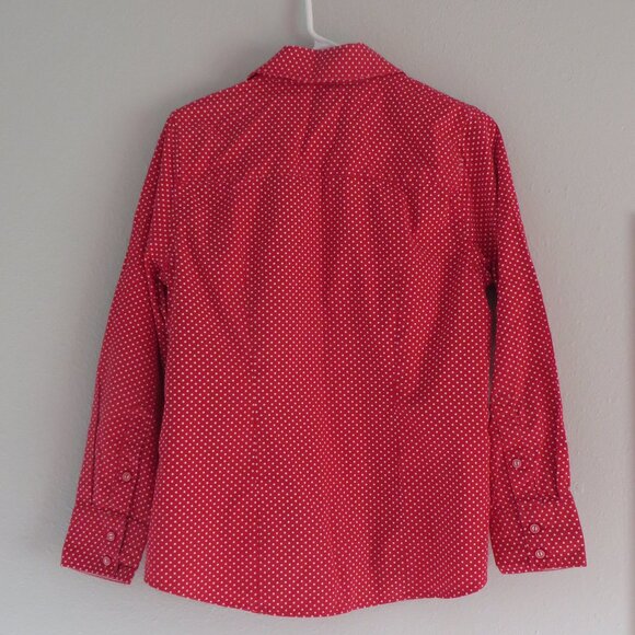 Drappers and Samons Shirt Size M Red/White Polka Dot Button Down Long Sleeves - Picture 2 of 7